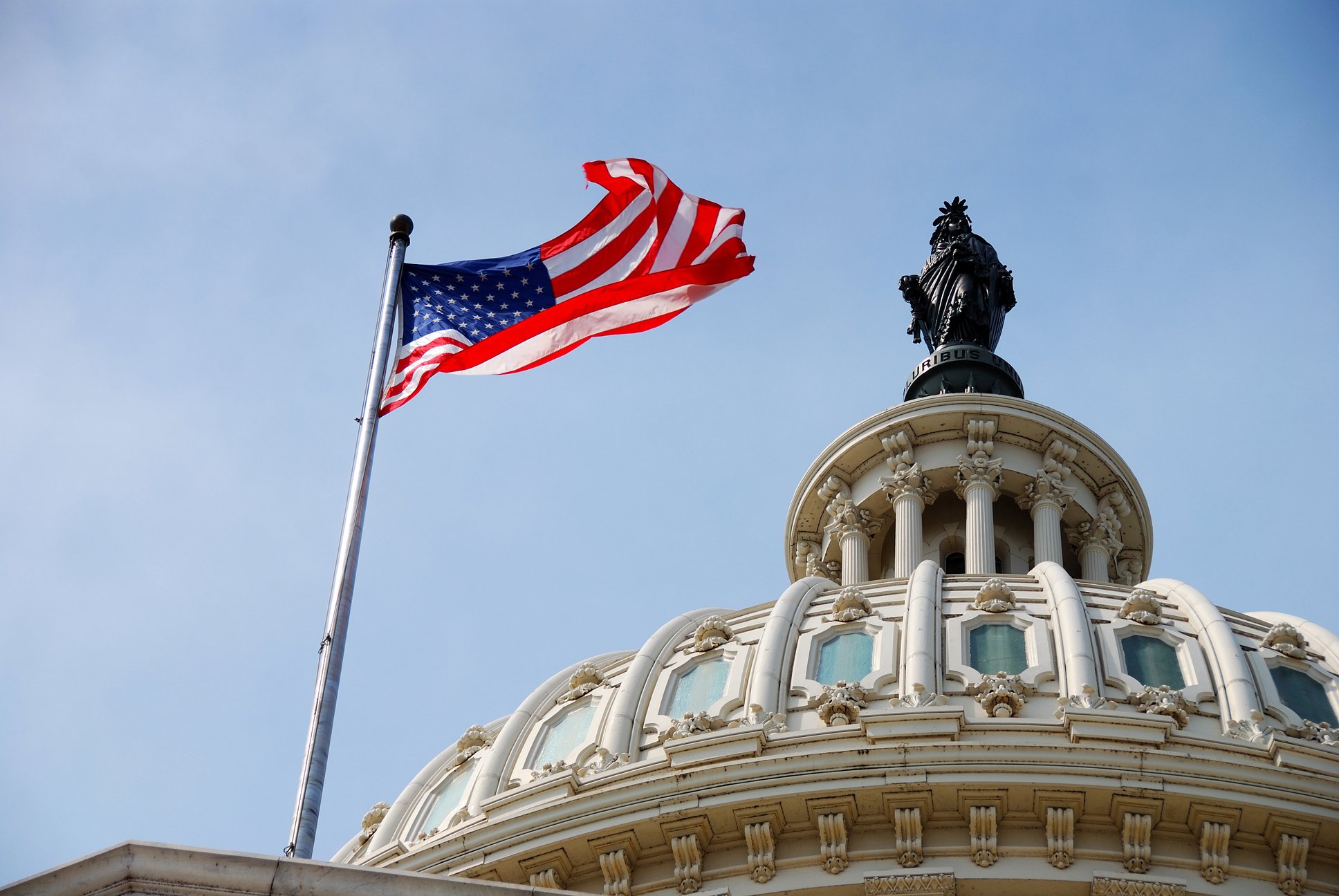 US Flag and Capitol Building, Washington DC